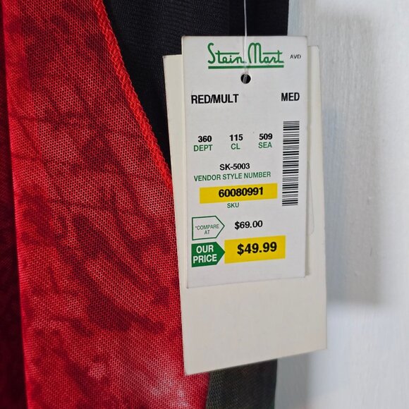 Vtg Y2K Fleur de Leis Sleeveless Multicolor Abstract Print Drape Dress, M, NWT - Picture 9 of 10